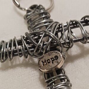 Silver Tone Hope Cross Keychain